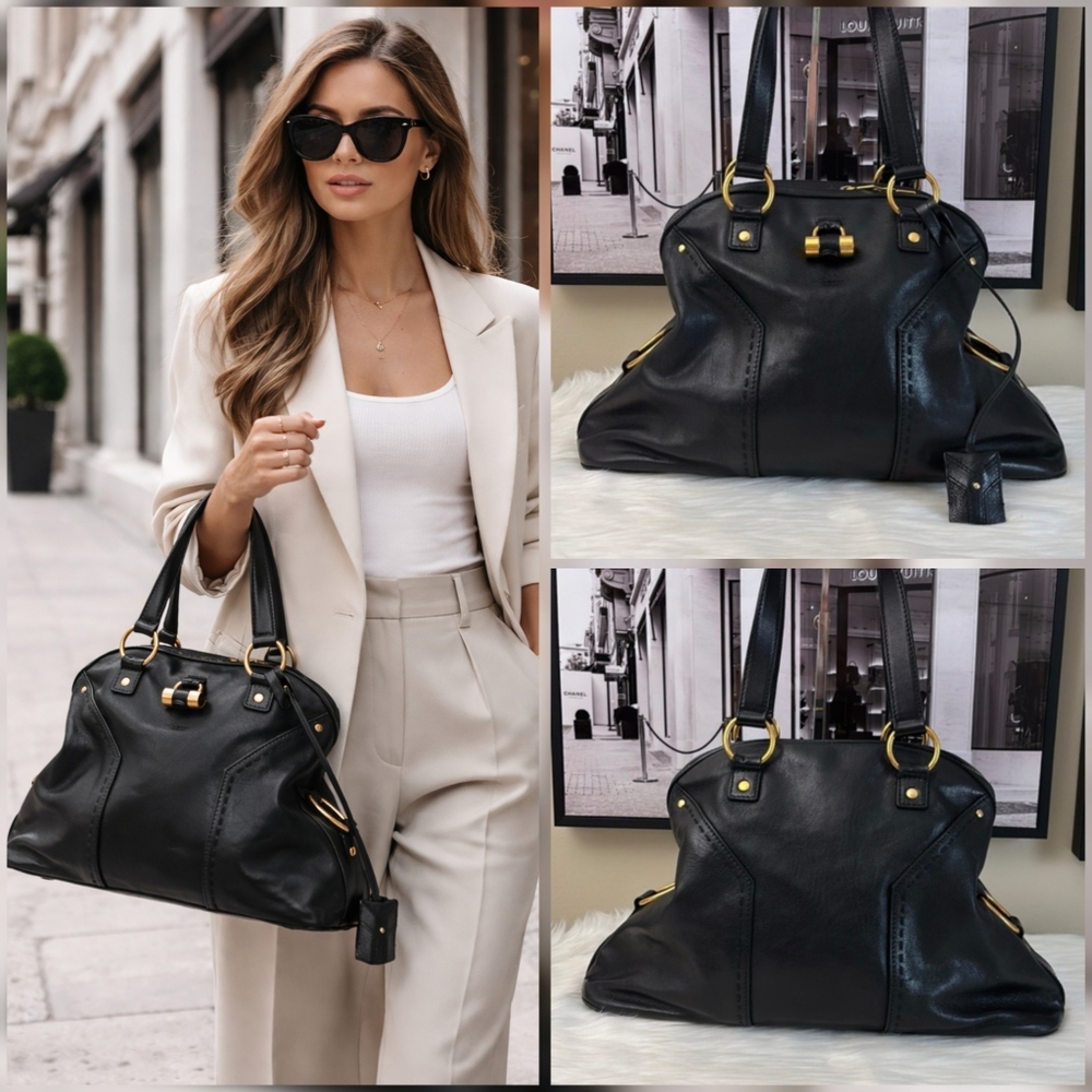 Yves Saint Laurent  Muse Handbag Black Leather